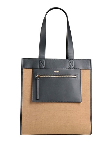 BURBERRY Shoulder bag Khaki 56% Jute, 44% Cotton, Cow leather
