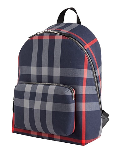 BURBERRY Zaini Blu notte 100% Cotone, Pelle di vitello