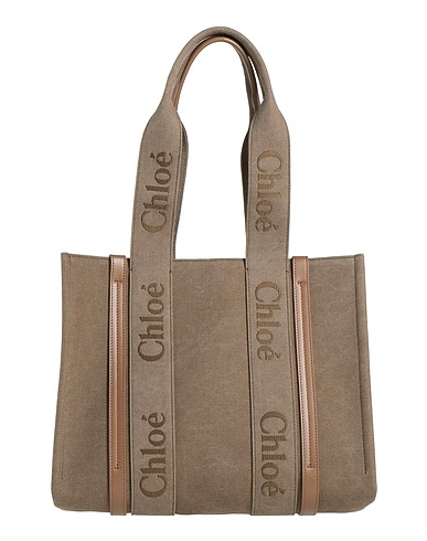 CHLOÉ Shoulder bag Khaki 100% Cotton, Calfskin