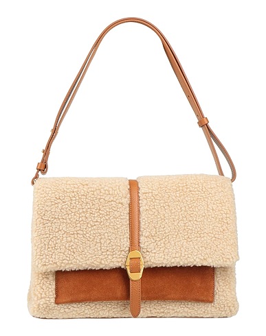 COCCINELLE Handbag Tan Leather, Textile fibers