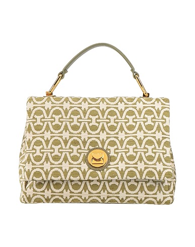 COCCINELLE Handbag Light green Leather, Textile fibers