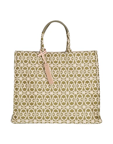 COCCINELLE Borsa a mano Verde militare Fibre tessili, Pelle