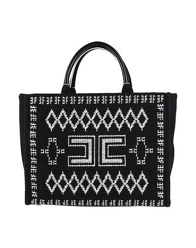 ELISABETTA FRANCHI Handbag Black 71% Cotton, 19% Polyester, 6% Textile fibres, 4% Acrylic, Polyurethane