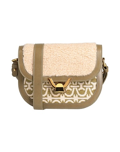 COCCINELLE Cross-body bags Military green Leather, Textile fibers