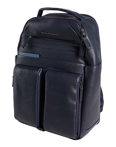 PIQUADRO Rucksacks Black Cow leather, EVA (Ethylene - Vinyl - Acetate), Nylon, Polyester, Metal
