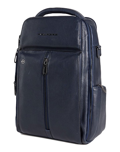 PIQUADRO Rucksacks Navy blue Cow leather, EVA (Ethylene - Vinyl - Acetate), Nylon, Polyester, Metal