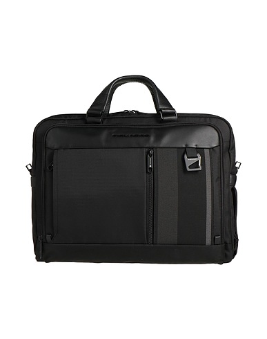 PIQUADRO Handbag Black Cow leather, Nylon, Polyester