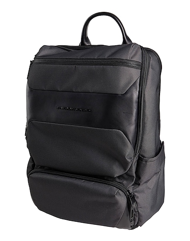 PIQUADRO Zaini Nero Fibre tessili, Pelle