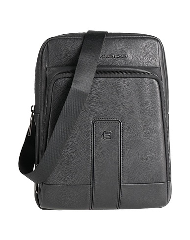 PIQUADRO Across-body bag Black Cow leather, EVA (Ethylene - Vinyl - Acetate), Nylon, Polyester, Metal