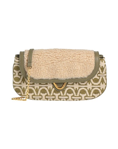 COCCINELLE Across-body bag Military green Leather, Textile fibres