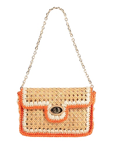 LUISA SPAGNOLI Handbag Sand 70% Natural fibers, 30% Viscose, Calfskin