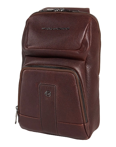 PIQUADRO Rucksacks Dark brown Cow leather, EVA (Ethylene - Vinyl - Acetate), Nylon, Polyester, Metal