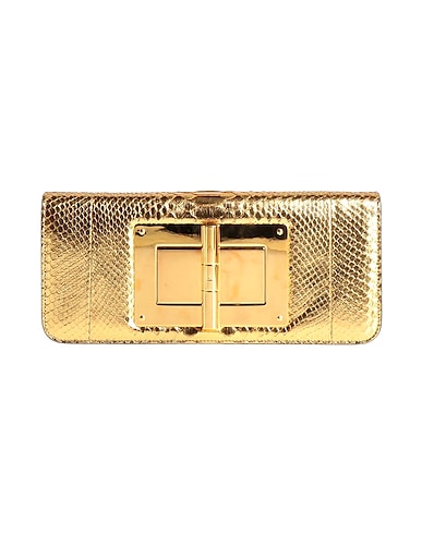 TOM FORD Handbag Gold Reticulated python snakeskin, Aluminium, Brass