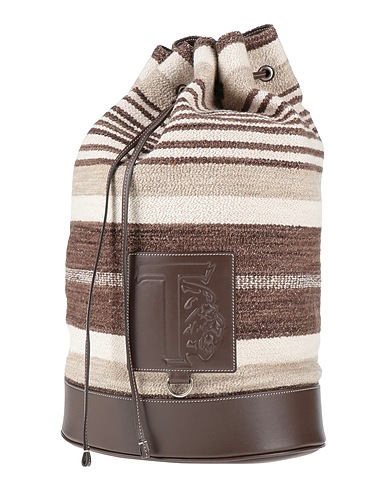TOD'S Rucksacks Dark brown Leather, Textile fibres