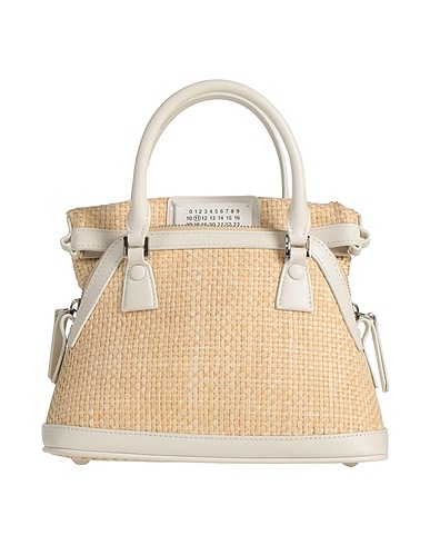 MAISON MARGIELA Handbag Beige Leather, Natural raffia