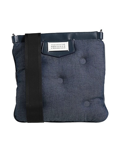 MAISON MARGIELA Umhängetasche Marineblau 93% Baumwolle, 7% Seide, Rindsleder
