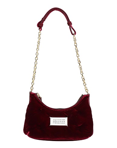 MAISON MARGIELA Shoulder bag Burgundy 65% Viscose, 35% Cupro, Cow leather, Goat skin, Brass