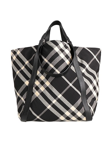 BURBERRY Handtasche Schwarz 65% Polyester, 35% Baumwolle, Kalbsleder