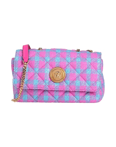 VERSACE クロスボディバッグ ピンク 牛革（カーフ） 49% / バージンウール 35% / ナイロン 16%