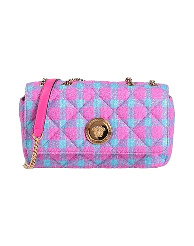 VERSACE Across-body bag Sky blue 49% Calfskin, 35% Virgin Wool, 16% Polyamide