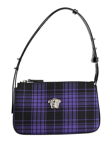 VERSACE Handbag Purple 100% Virgin Wool, Calfskin