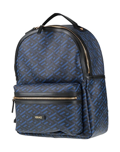VERSACE Backpacks Black 90% Polyurethane, 10% Cotton