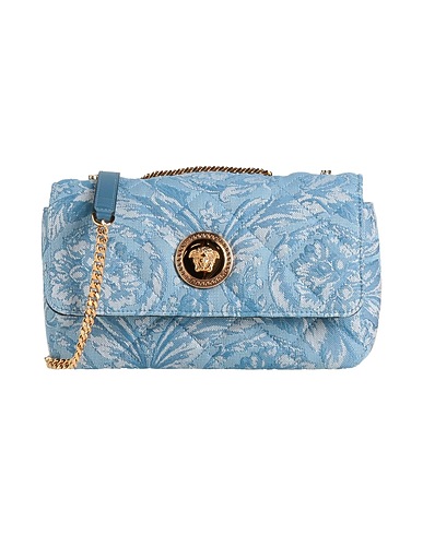 VERSACE Umhängetasche Hellblau 57% Polyamid, 37% Baumwolle, 6% Polyester