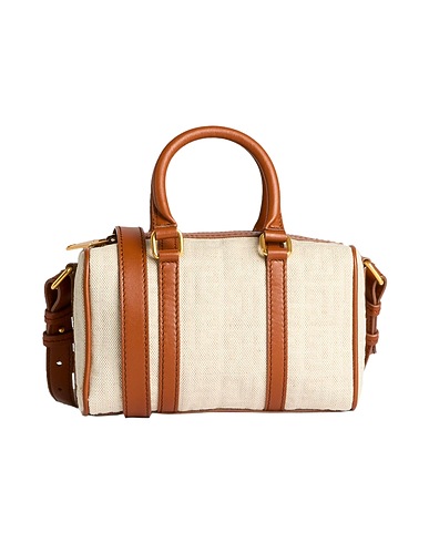BALMAIN Handbag White 58% Cotton, 42% Linen, Calfskin