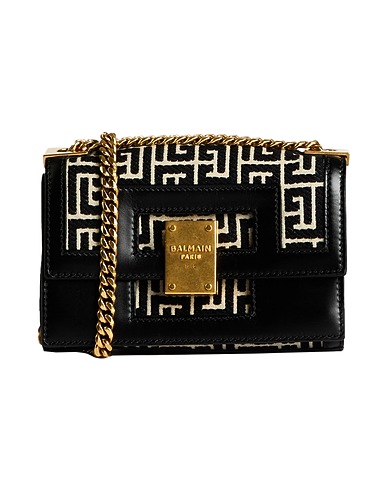 BALMAIN Across-body bag Black Textile fibres, Leather