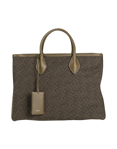 FERRAGAMO Handbag Military green Textile fibres, Leather