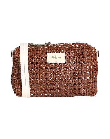 BELLEROSE Across-body bag Brown Leather, Textile fibres
