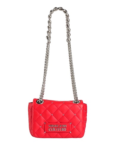 VERSACE JEANS COUTURE Shoulder bag Red 100% Polyester, Polyurethane resin