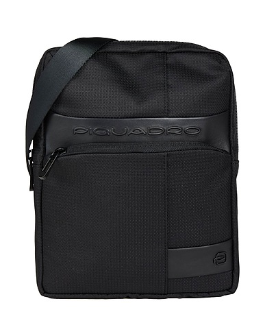 PIQUADRO Umhängetasche Schwarz Rindsleder, EVA (Äthylen, Vinyl, Azetat), Nylon, Polyester, Metall