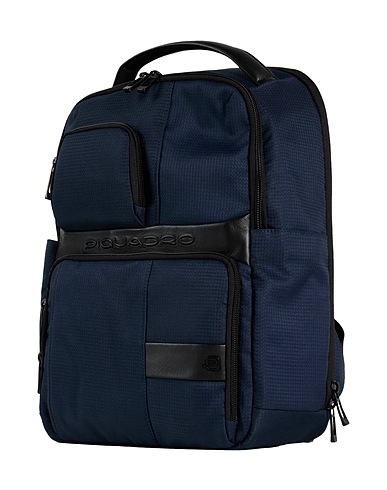 PIQUADRO Rucksacks Navy blue Cow leather, EVA (Ethylene - Vinyl - Acetate), Nylon, Polyester, Metal