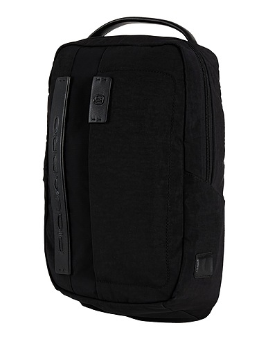 PIQUADRO Rucksäcke Schwarz Rindsleder, Polyester, Baumwolle