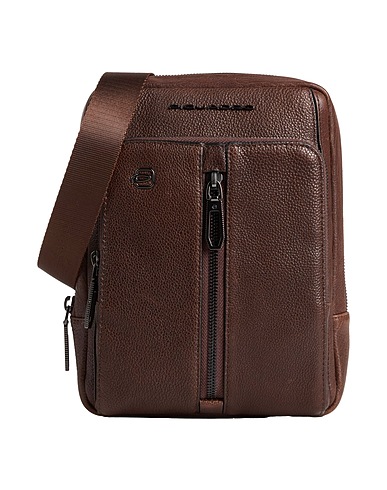 PIQUADRO Cross-body bags Dark brown Cow leather, EVA (Ethylene - Vinyl - Acetate), Nylon, Polyester, Metal