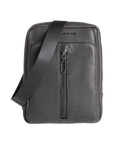 PIQUADRO Across-body bag Black Cow leather, EVA (Ethylene - Vinyl - Acetate), Nylon, Polyester, Metal