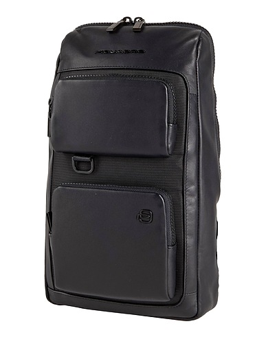 PIQUADRO Rucksacks Black Cow leather, EVA (Ethylene - Vinyl - Acetate), Nylon, Polyester, Metal