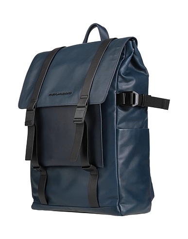 PIQUADRO Rucksacks Navy blue Cow leather, EVA (Ethylene - Vinyl - Acetate), Nylon, Polyester, Metal