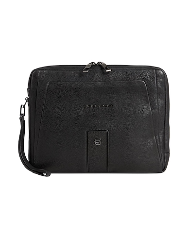 PIQUADRO Handbag Black Cow leather, Metal
