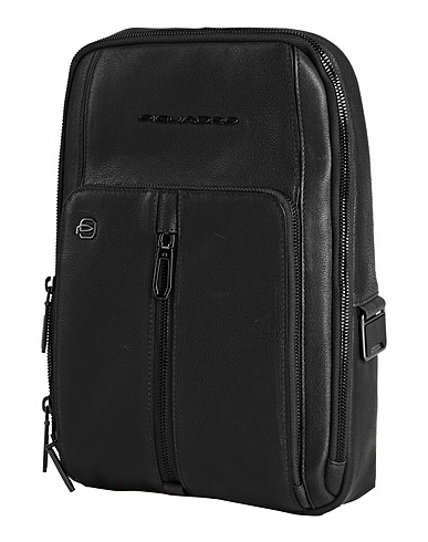 PIQUADRO Rucksacks Black Cow leather, Metal