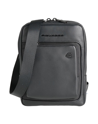 PIQUADRO Borsa a tracolla Nero Pelle di bovino, Nylon, Poliestere, Metallo