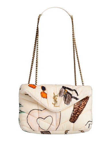SAINT LAURENT Handtasche Elfenbein Gewebefasern