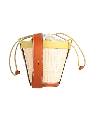 MAISON MARGIELA Umhängetasche Säuregrün 100% Naturbast, Rindsleder