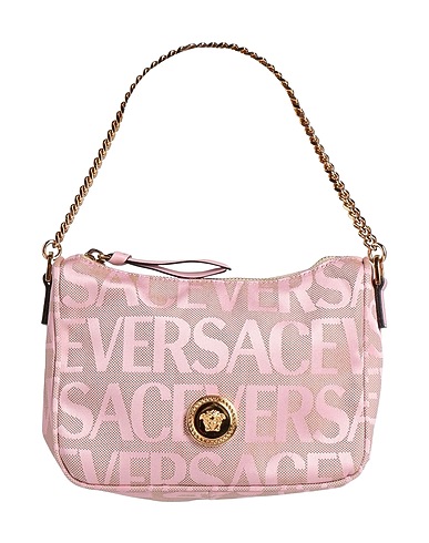 VERSACE Shoulder bag Pink 60% Polyester, 40% Cotton, Calfskin
