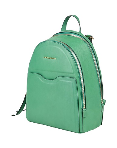 PIQUADRO Rucksacks Green Cow leather, EVA (Ethylene - Vinyl - Acetate), Nylon, Polyester, Metal