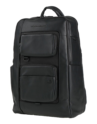PIQUADRO Backpacks Black Cow leather, EVA (Ethylene - Vinyl - Acetate), Nylon, Polyester, Metal