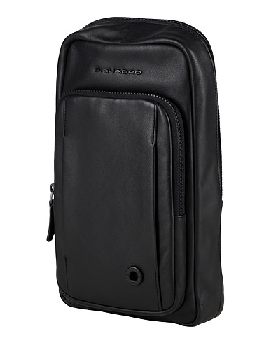 PIQUADRO Rucksacks Black Cow leather, EVA (Ethylene - Vinyl - Acetate), Nylon, Polyester, Metal