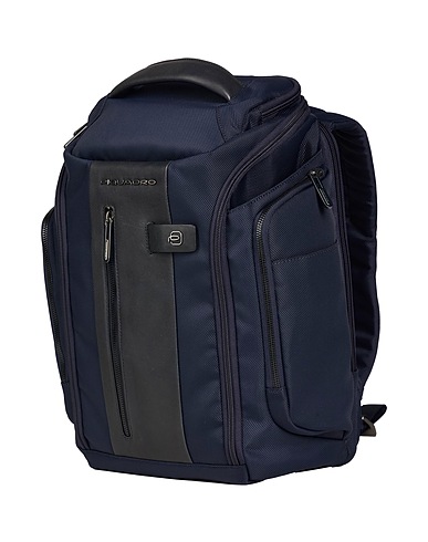 PIQUADRO Backpacks Navy Cow leather, EVA (Ethylene - Vinyl - Acetate), Nylon, Polyester, Metal