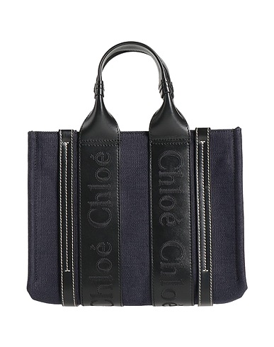 CHLOÉ Handbag Midnight blue 100% Linen, Calfskin